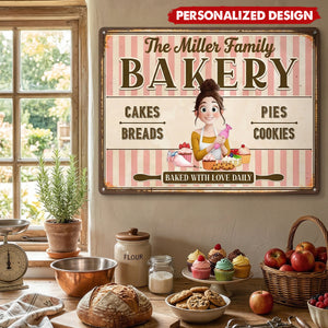 Baked With Love - Personalized Metal Sign -  Gifts For Baking Lover