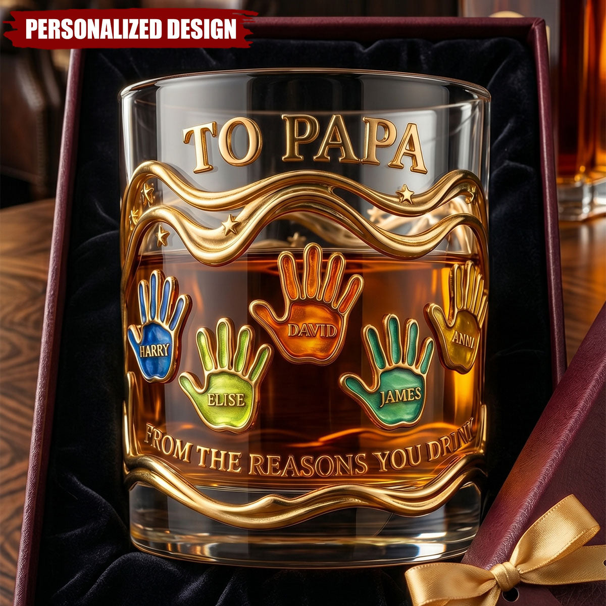 Papa’s Pride - Personalized Whiskey Glass,  Father's Day Gift For Dad, Grandpa