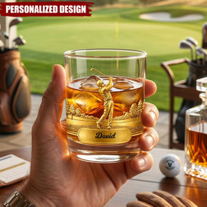 Custom Golf Whiskey Glass -  Personlized Father's Day Gift for Dad, Golf Lover