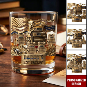 Legendary Police Dad Round Glass, Personalized Gifts For Dad