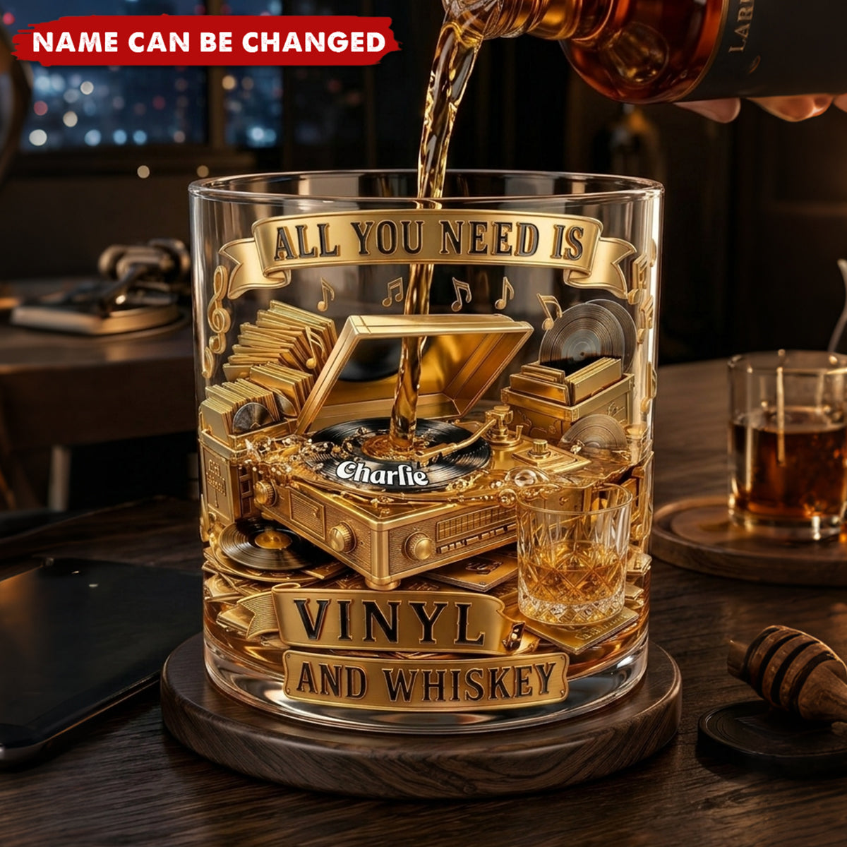Soul-Stirring Vinyl Record Round Glass, Personalized Gifts For Drinking & Vinyl Record Lovers