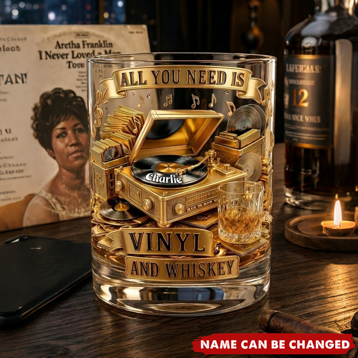 Soul-Stirring Vinyl Record Round Glass, Personalized Gifts For Drinking & Vinyl Record Lovers