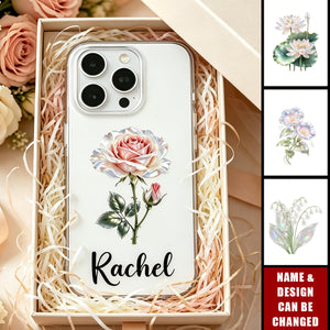 Personalized Birth Flower Phone Case with Name Wedding Use Birthday Bachelorette Party Gift for Besties Friends Bride