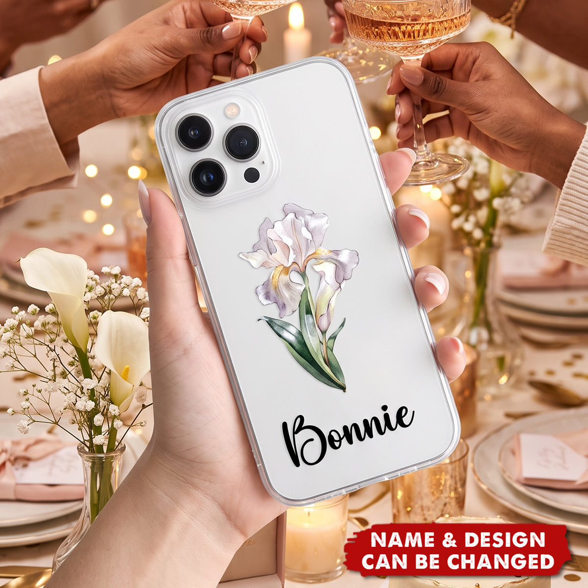 Personalized Birth Flower Phone Case with Name Wedding Use Birthday Bachelorette Party Gift for Besties Friends Bride