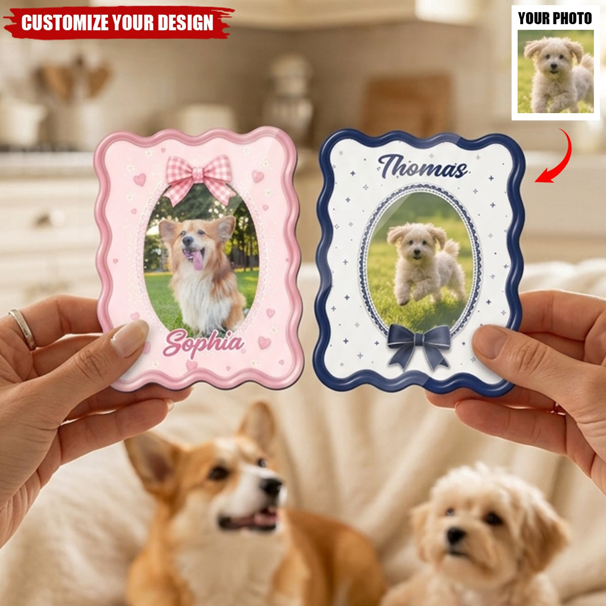 Personalized Colorful Frame Pet Photo Refrigerator Magnet Daily Use Home Decoration Birthday Anniversary Gift for Pet Lover