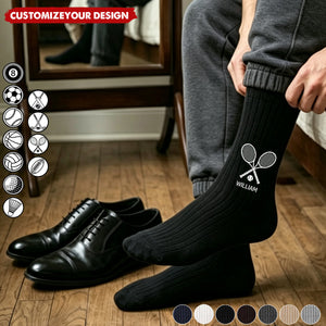 Multiple Sports Icon Choices - Personalized Embroidered Socks