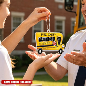 Thanks For Going The Extra Mile - Personalized Car Hanger Ornament - School Bus Staff, School Bus Driver Appreciation Gift