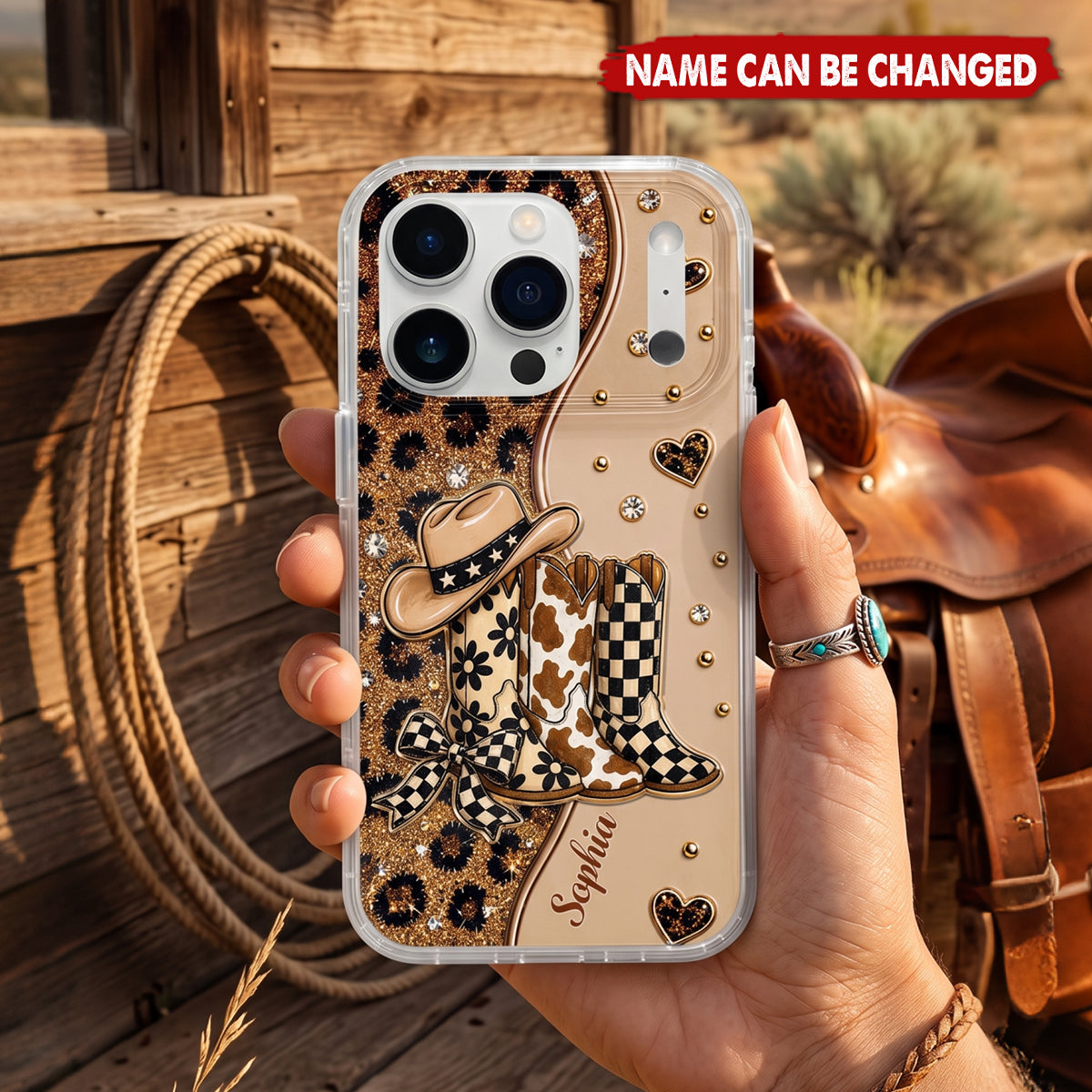Cowgirl Style And Western Boots, Personalized Clear Phone Case, Gift For Girls