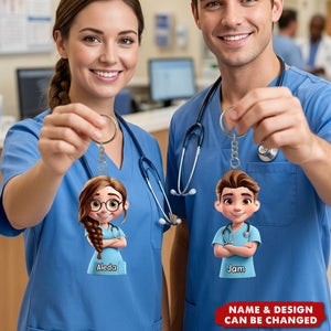 3D Effect Nurse Name - Personalized Keychain
