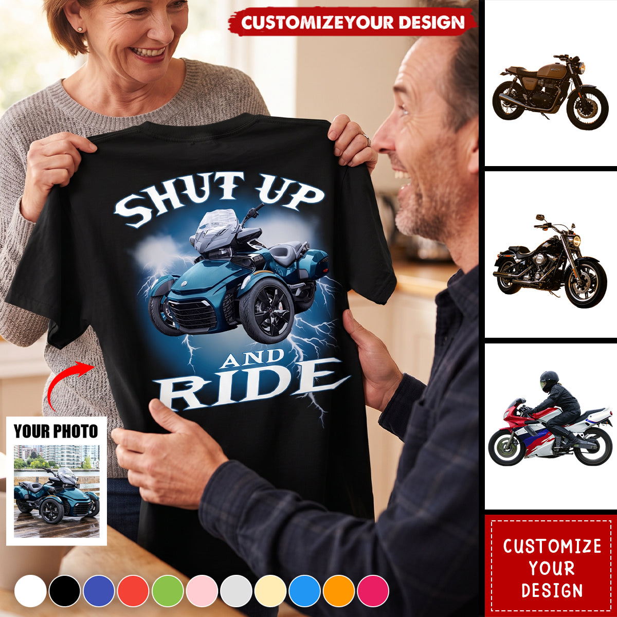 Custom Motorcycle Photo Shirt - Personlized Gift For Motorcycle Lovers