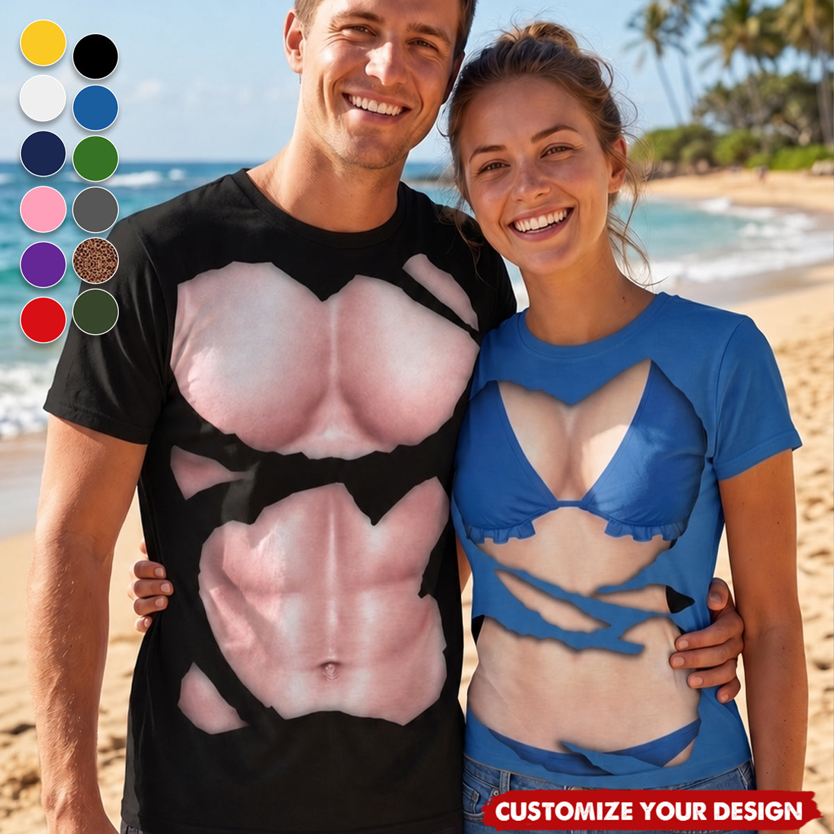3D Funny Bikini Body Muscle Six Packs - Personalized  T Shirt