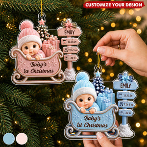 Custom First Christmas Acrylic Ornament - Personalized  Gifts For New Moms, New Dads, New Parents