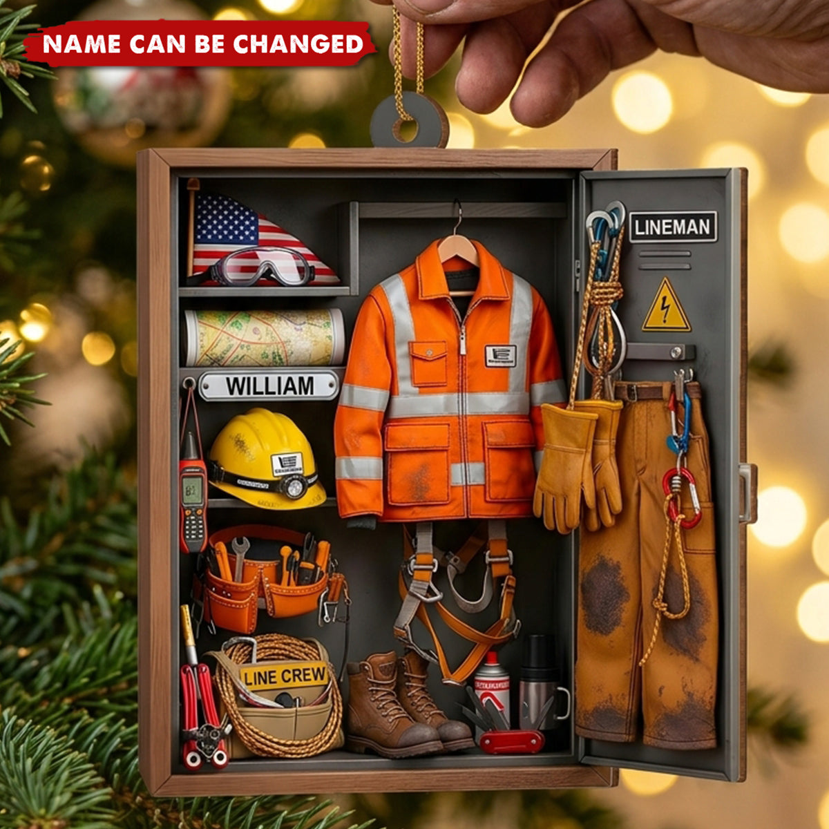 Customize This Unique Lineman Tribute Featuring Jacket And Tools, Personalized  Acrylic Ornament
