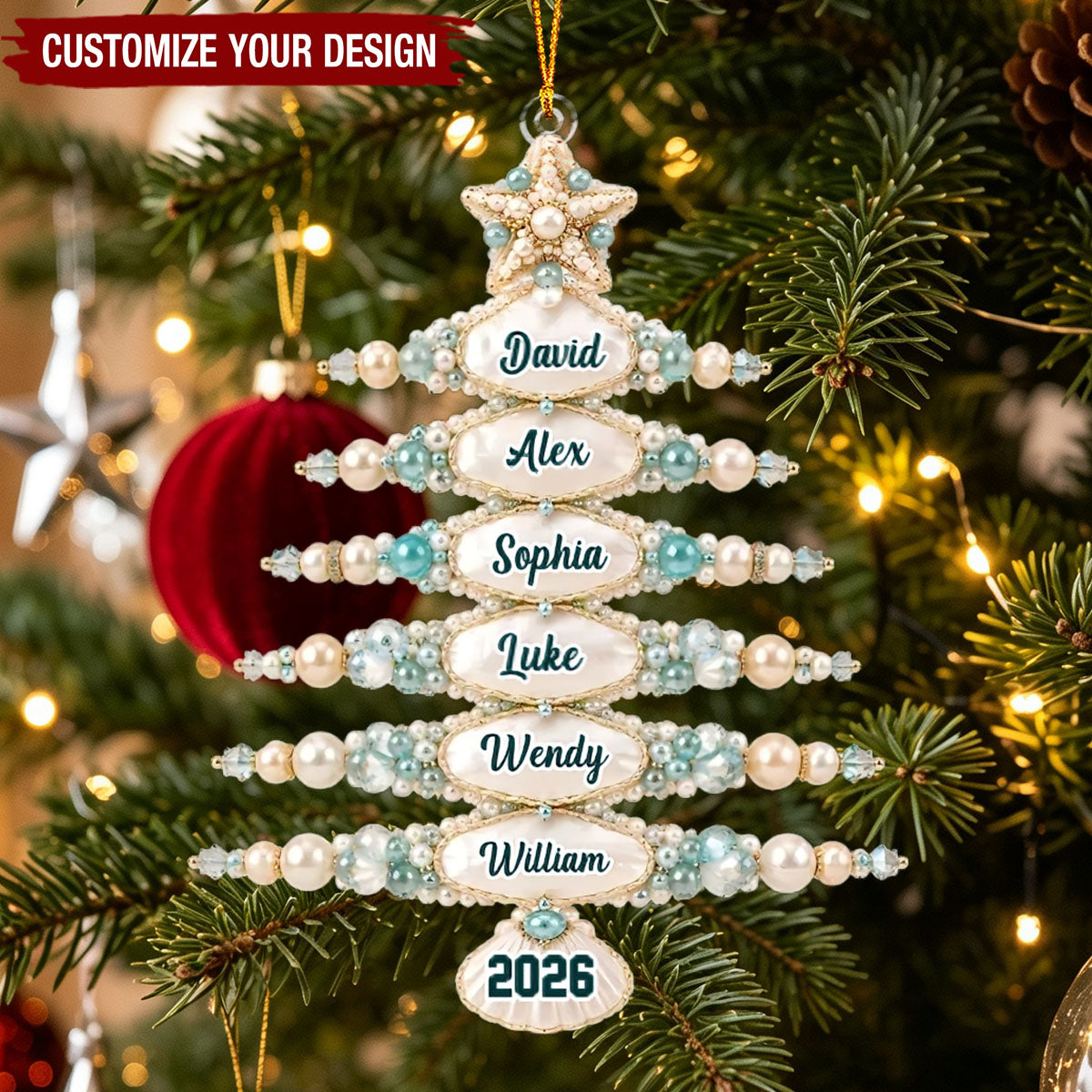Sparkling Pearls Of Family Love - Personalized Christmas Birthday Gifts