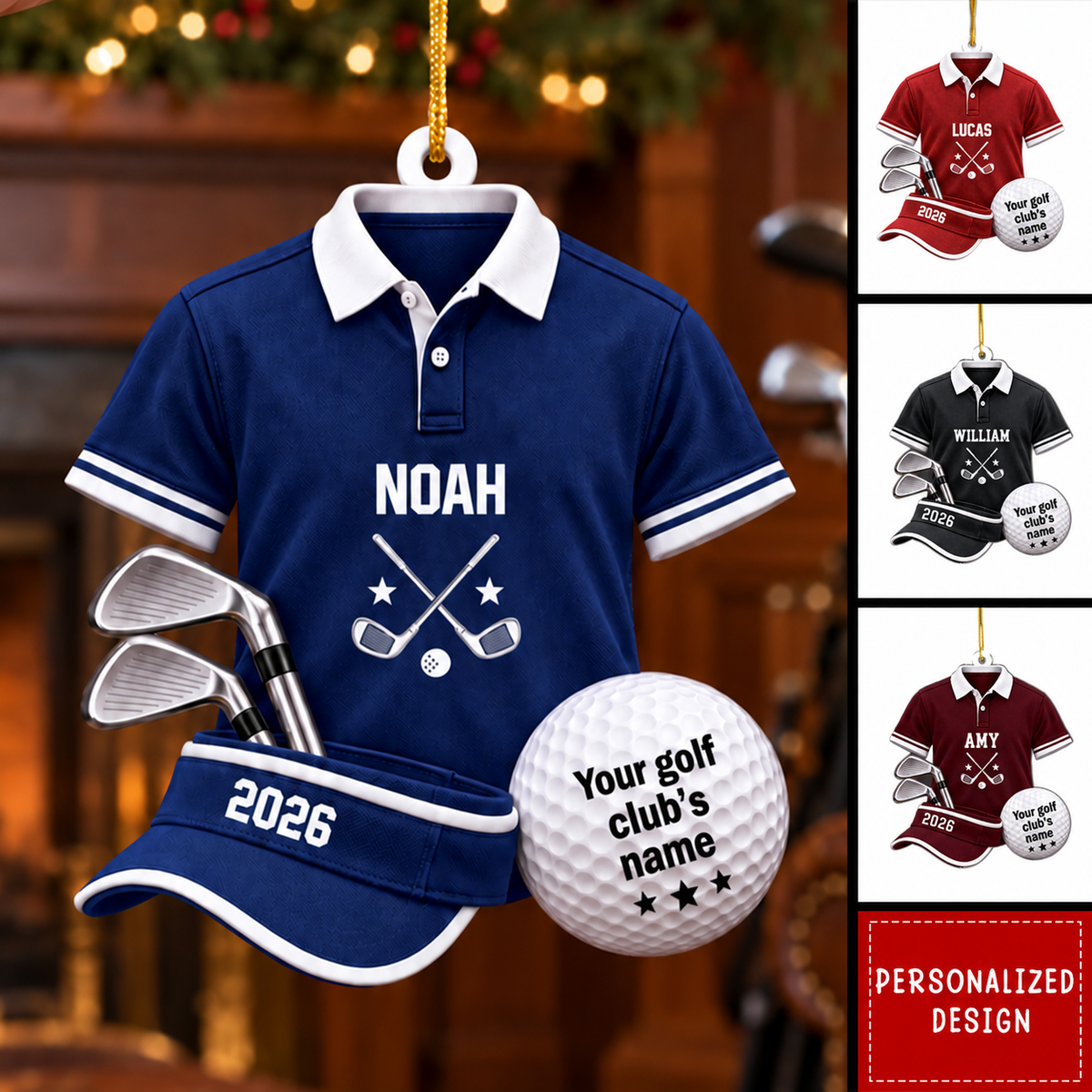 Personalized Golf Club Uniform Ornament - Custom Name Christmas Gift