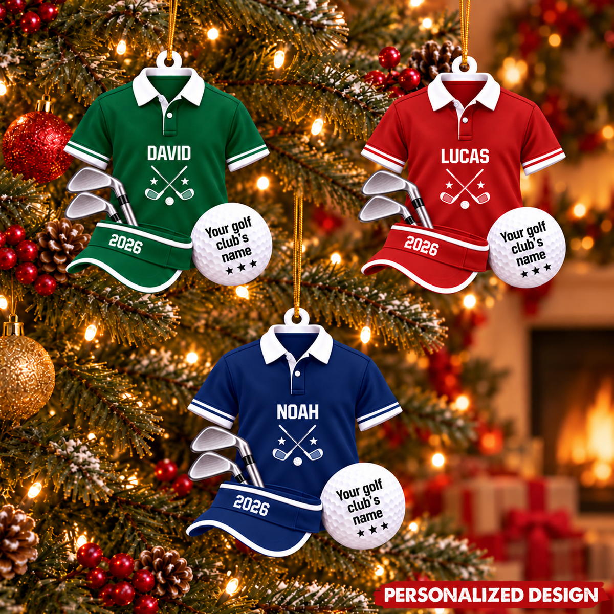 Personalized Golf Club Uniform Ornament - Custom Name Christmas Gift
