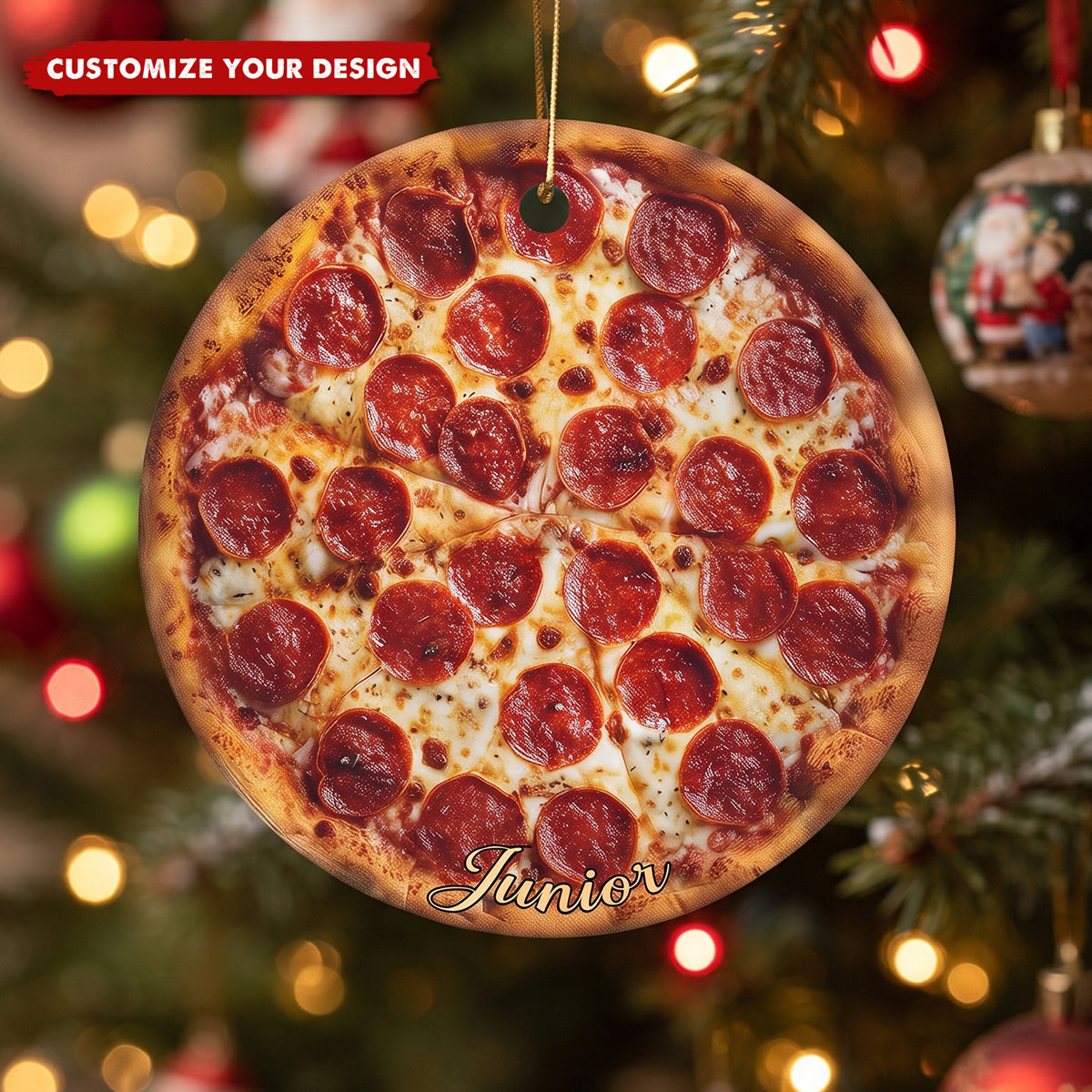 Personalized Pizza Christmas Acrylic Ornament - Custom Holiday Keepsake Gift