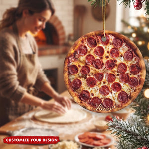 Personalized Pizza Christmas Acrylic Ornament - Custom Holiday Keepsake Gift
