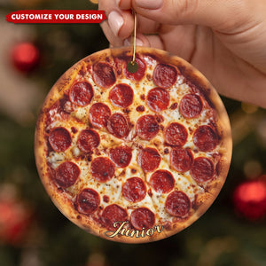 Personalized Pizza Christmas Acrylic Ornament - Custom Holiday Keepsake Gift