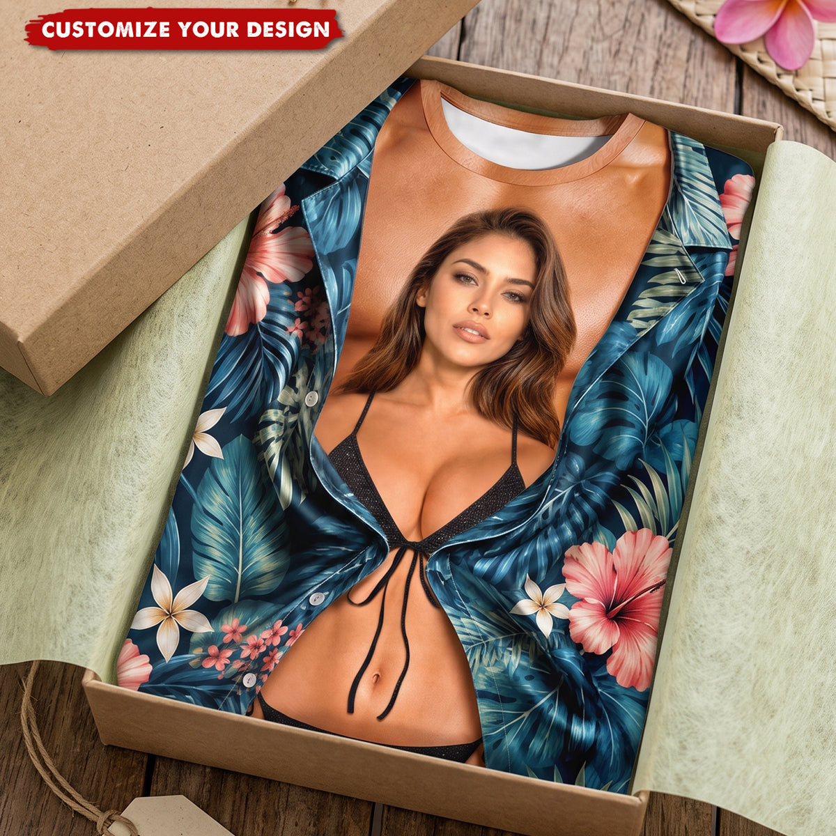 Custom Face Photo Hawaii Funny 3D Shirt - Personalized Gift For Boyfriend