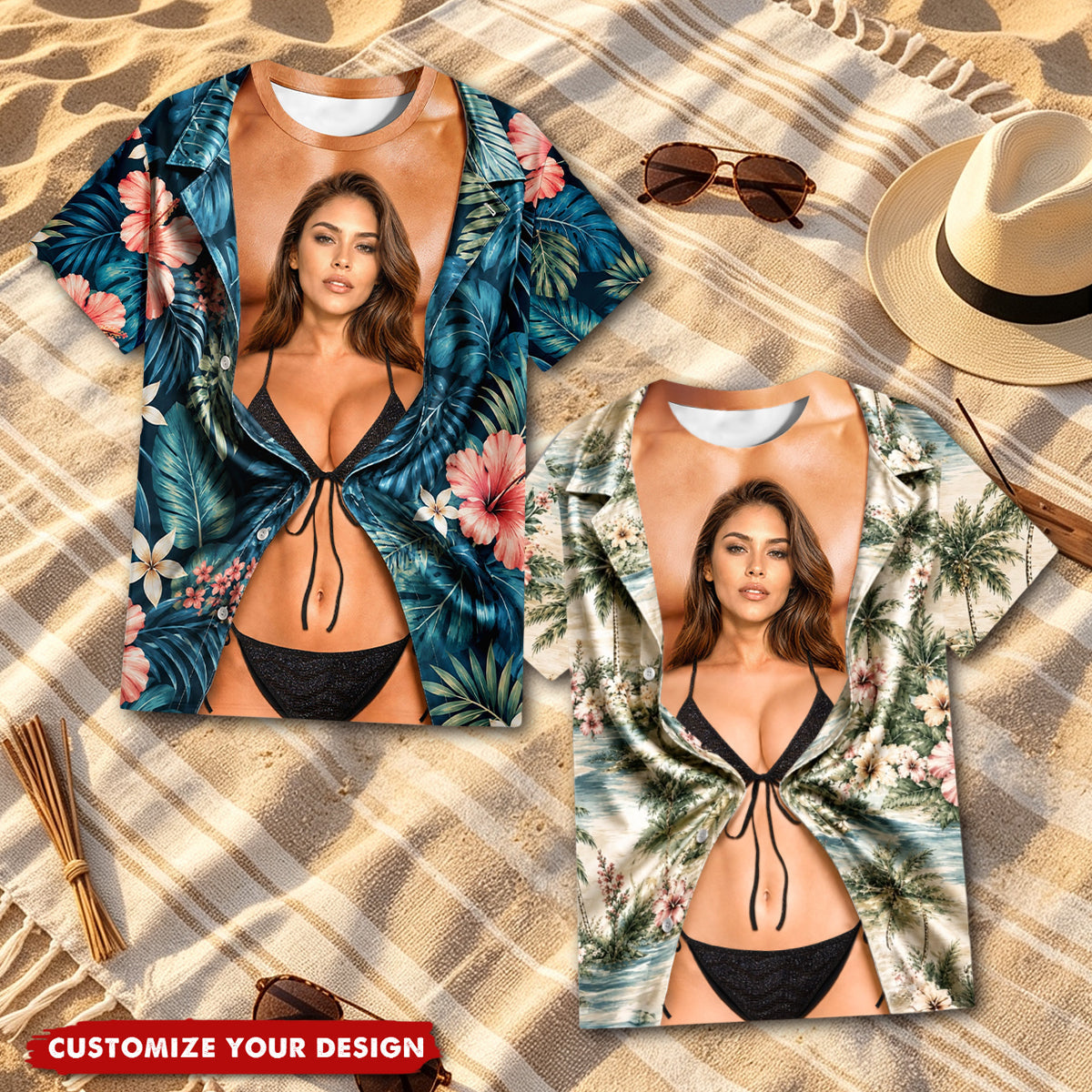 Custom Face Photo Hawaii Funny 3D Shirt - Personalized Gift For Boyfriend