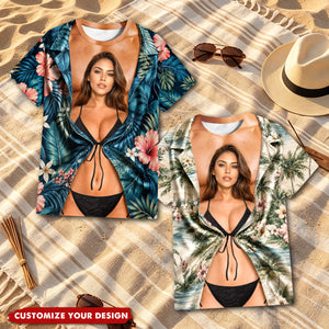 Custom Face Photo Hawaii Funny 3D Shirt - Personalized Gift For Boyfriend