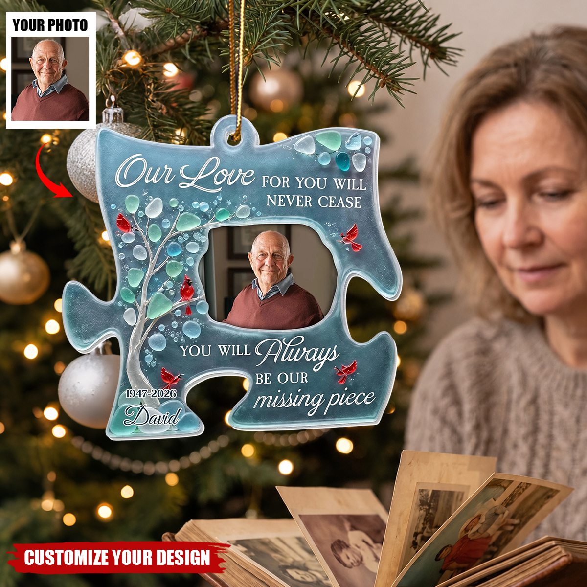 Our Love For You Will Never Cease - Personalized Memorial Acrylic Ornament