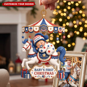 Baby's First Christmas Carousel Horse - Personalized Acrylic Ornament, for New Parents