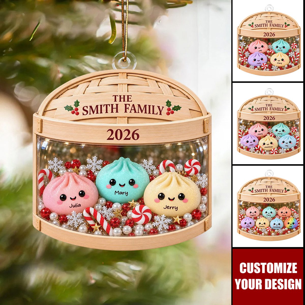 Family Squishy Kawaii - Personalized Ornament, Gift For Family