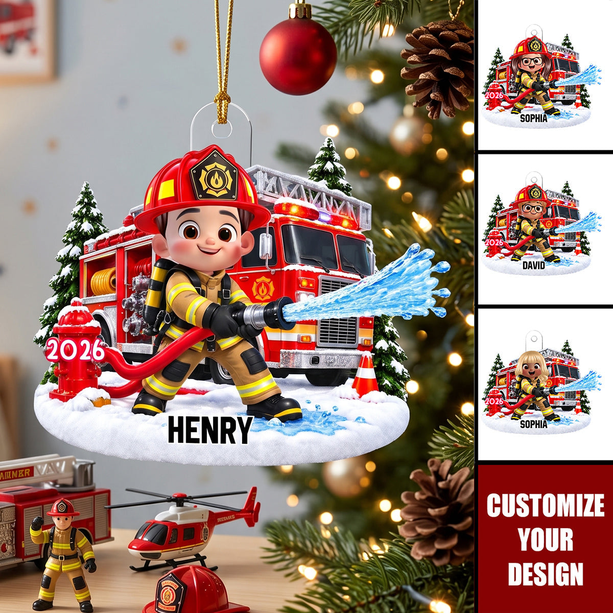 Trending Kid Firefighter - Personalized Acrylic Ornament
