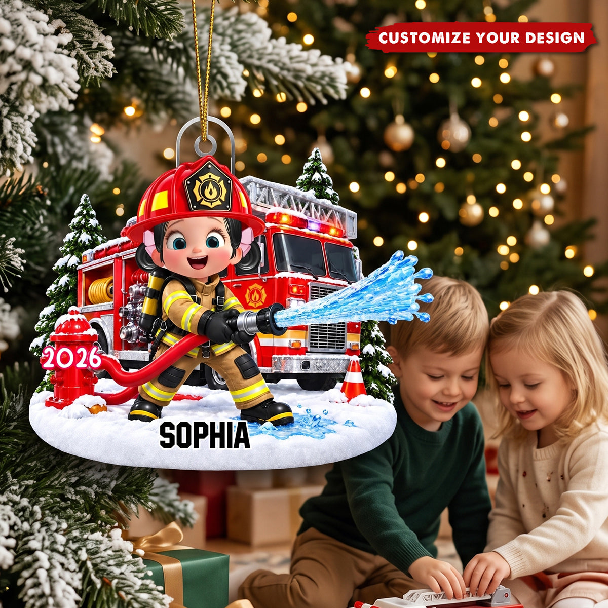 Trending Kid Firefighter - Personalized Acrylic Ornament