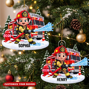 Trending Kid Firefighter - Personalized Acrylic Ornament
