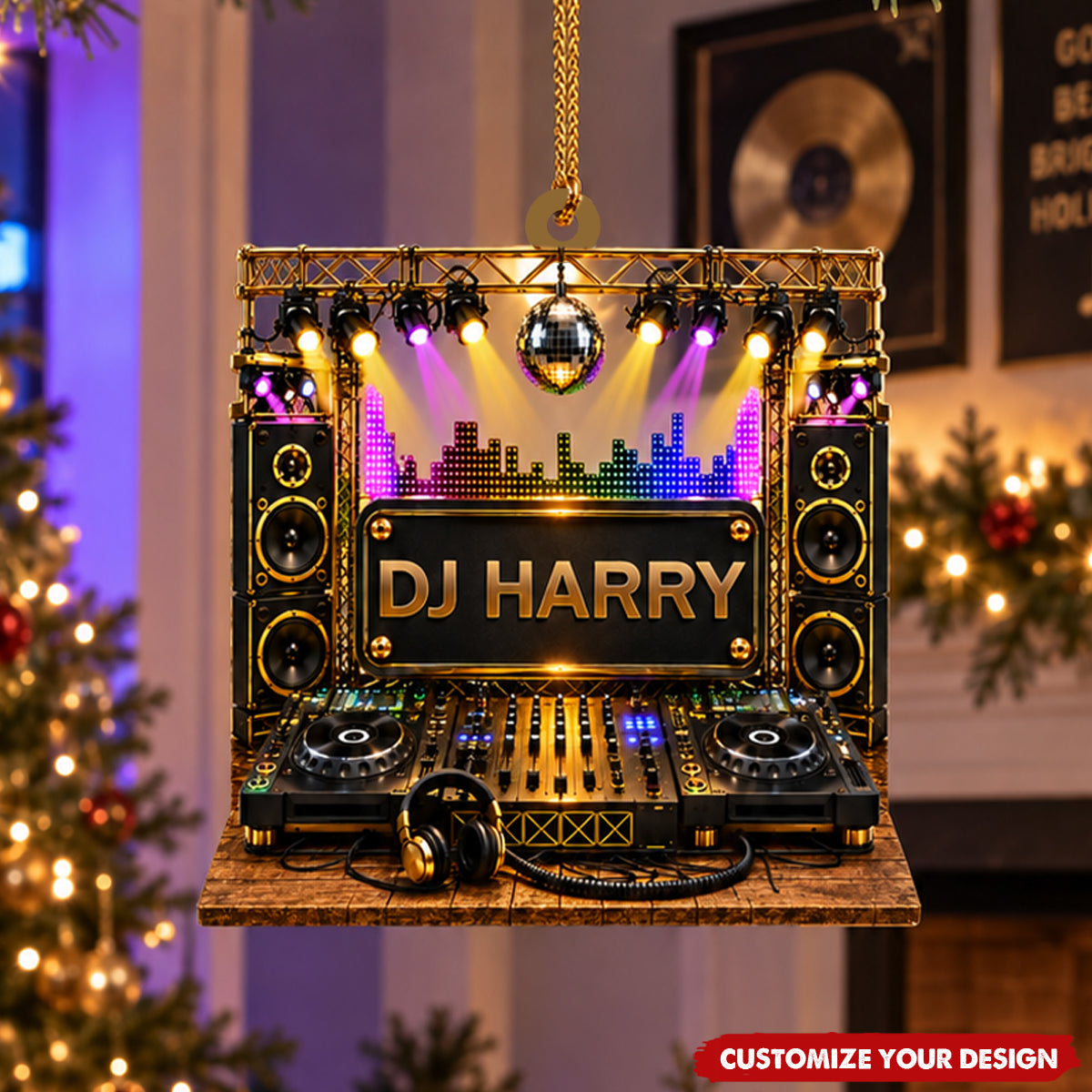 Custom DJ Stage Ornament - Personalized Name Music Keepsake