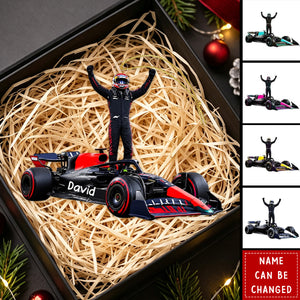 Personalized Race Car Christmas Ornament - Custom Name Race Car Decor