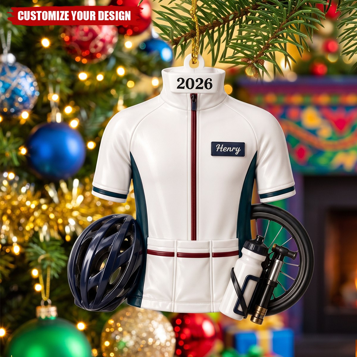 Personalized Cyclist Ornament - Custom Name And Year Bike Rider Christmas Gift