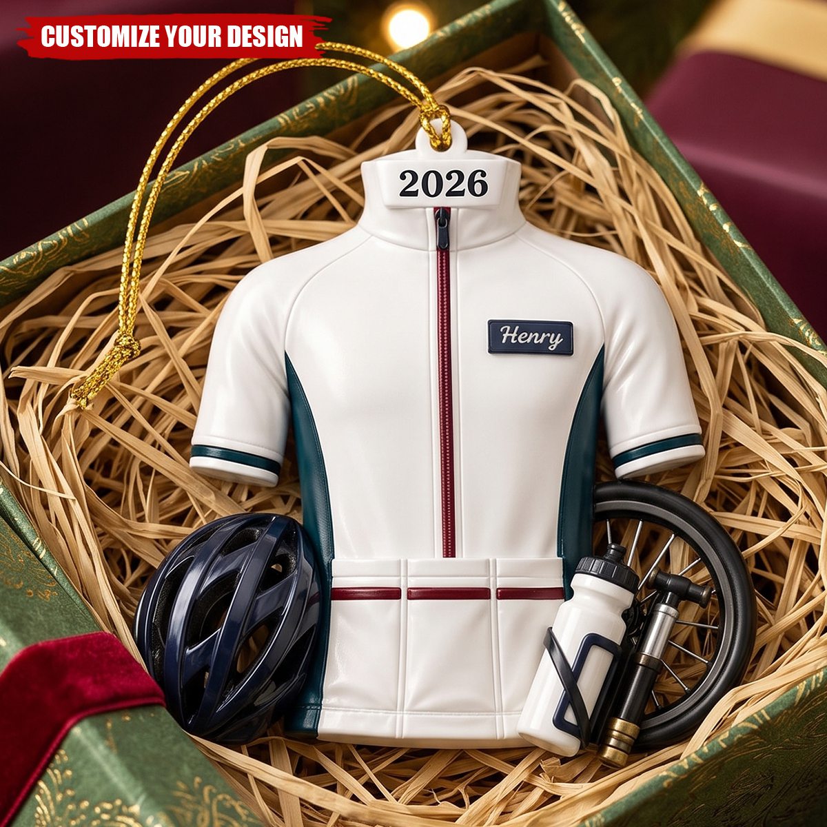 Personalized Cyclist Ornament - Custom Name And Year Bike Rider Christmas Gift