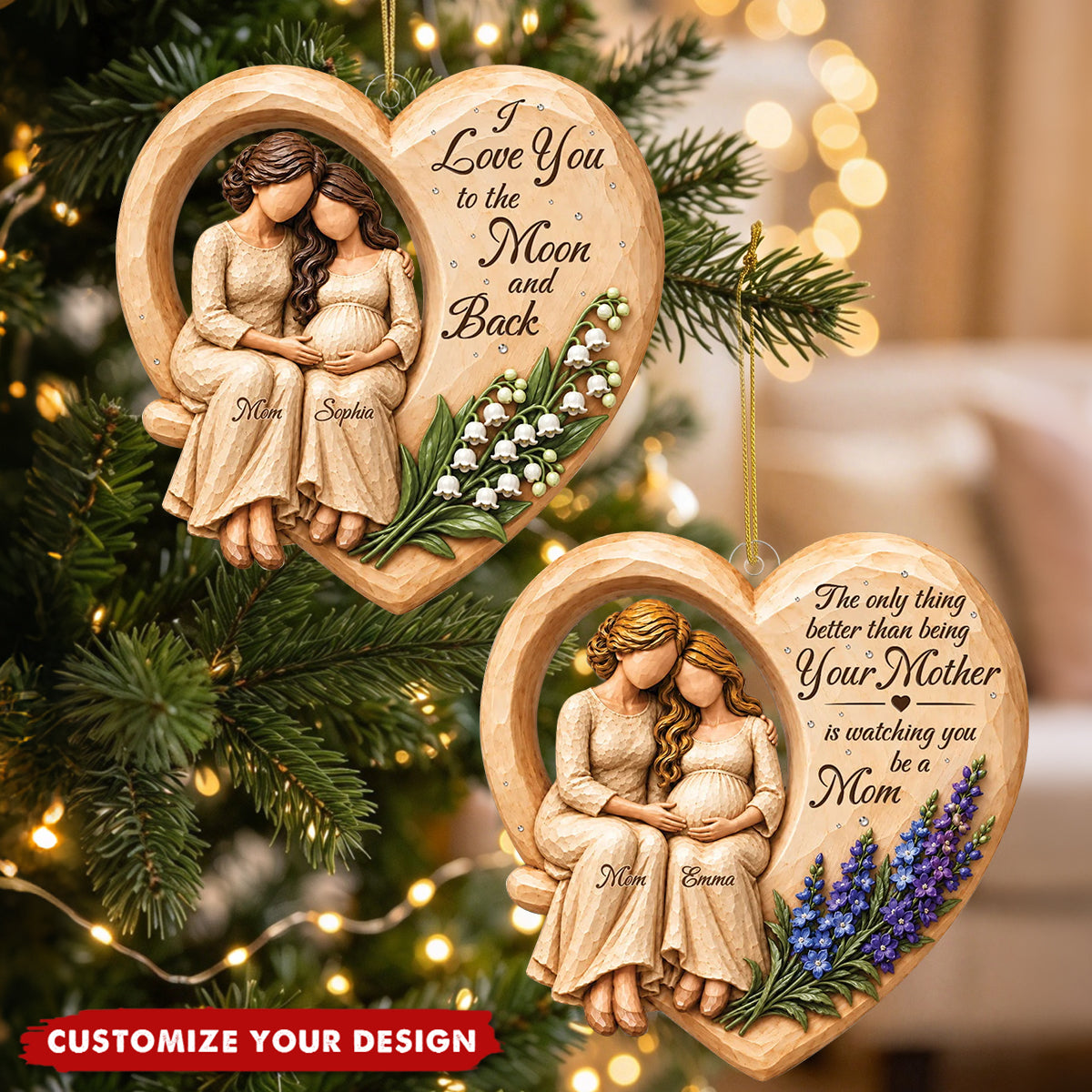 Watching You Be a Mom - Custom Ornament, Gift for Daughter