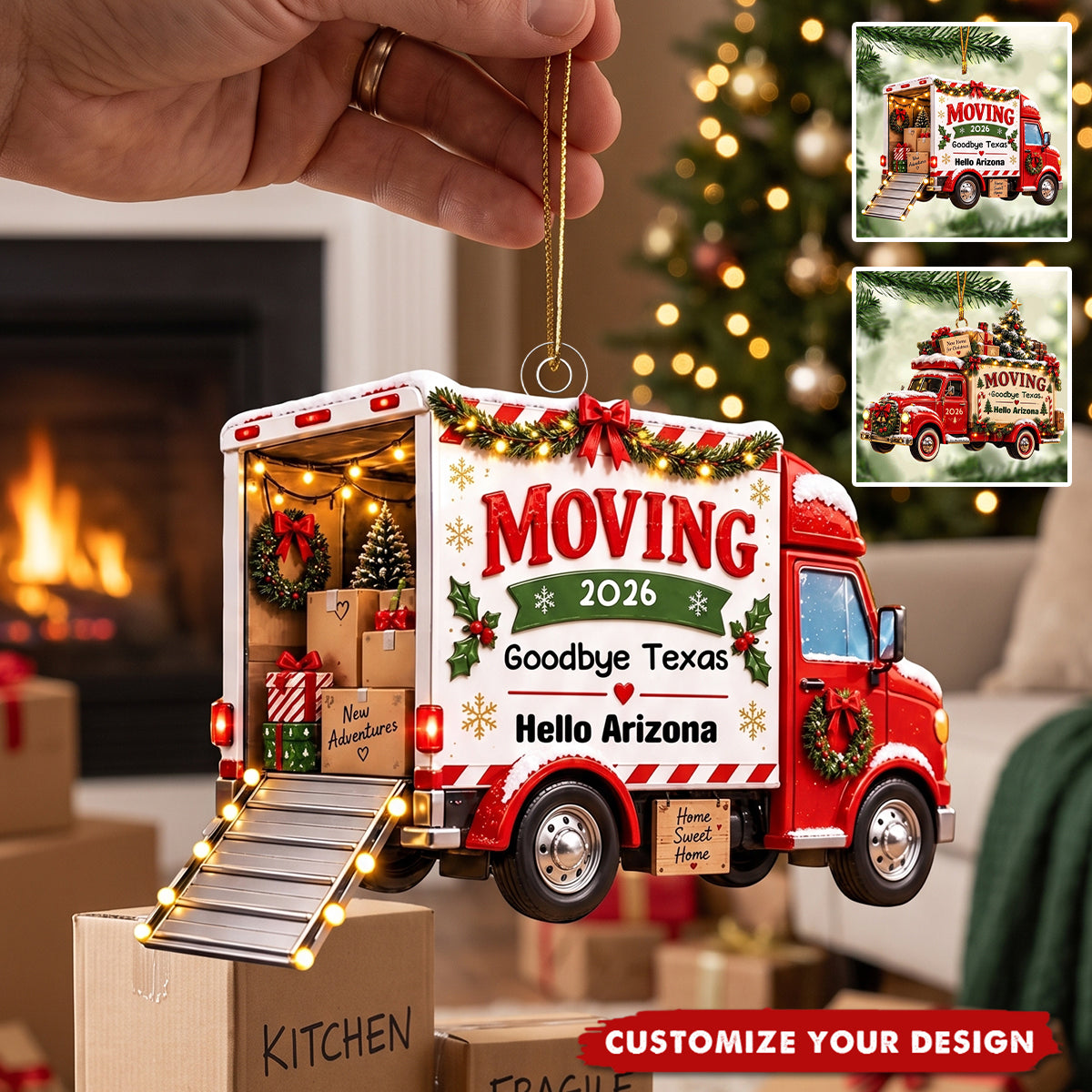 Personalized Moving Ornament - Custom New Home Christmas Ornament