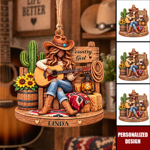 Personalized Wooden Ornament - Custom Christmas Keepsake Gift For Cowgirls