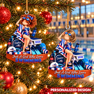 Just A Girl Who Loves Swimming - Personalized Swimmer Ornament For Swimmers