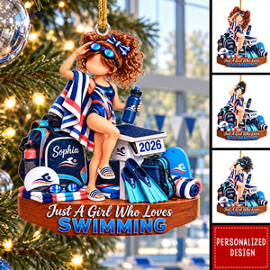 Just A Girl Who Loves Swimming - Personalized Swimmer Ornament For Swimmers