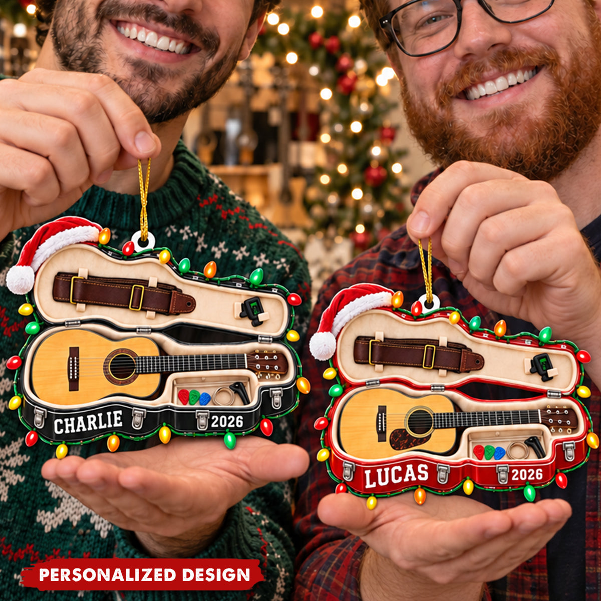 Personalized Guitar Case Acrylic Ornament - Christmas Gift For Guitar Lovers