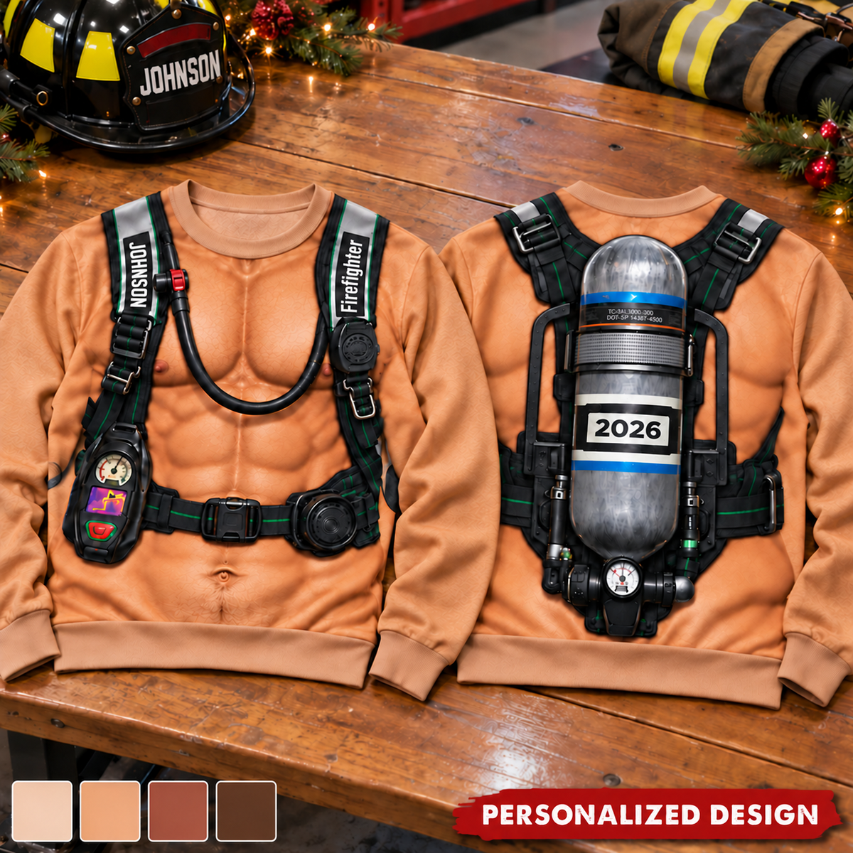 Custom Name Muscle Firefighter Sweater - Personalized Funny Christmas Gifts For Firefighter