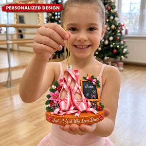 Just A Girl Who Loves Dance - Personalized Ballet Shoes Acrylic Ornament For Dance Lovers