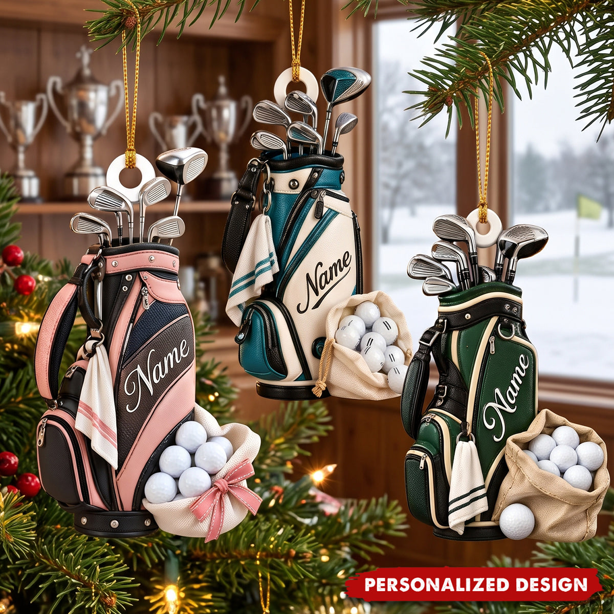 Personalized Golf Bag Christmas Ornament, Custom Gift for Golf Lover