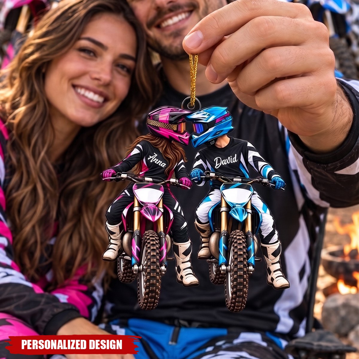 Personalized Dirt Bike Couple Ornament, Custom Christmas Gift For Couples