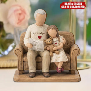 Grandpa and Grandchild - Personalized Family Wooden Plaque, Father’s Day Gift
