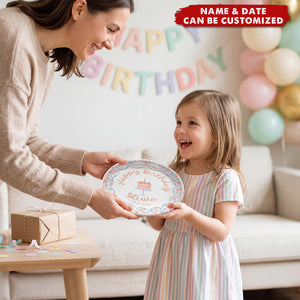 Custom Pink Cake Plate with Name - Personalized Birthday Plate For Girl