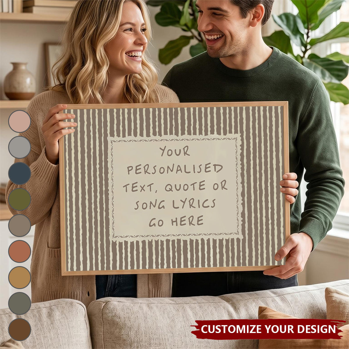 Vintage Stripe Handwritten Style Quote Poster - Personalized Poster