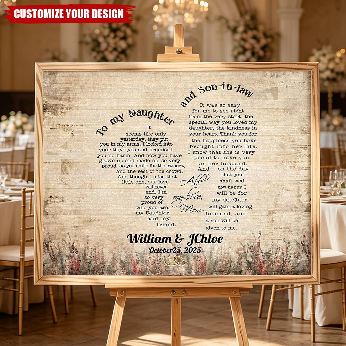 Daughter And Son In Law - Personalized Poster, Wedding Gift from Parents